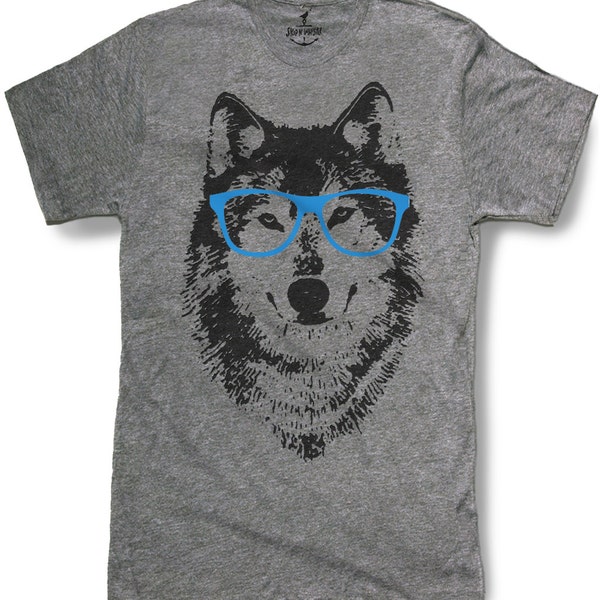 WOLF T Shirt Mens -- t shirt -- vintage style 8 color options -- sizes sm med lg xl xxl skip n whistle