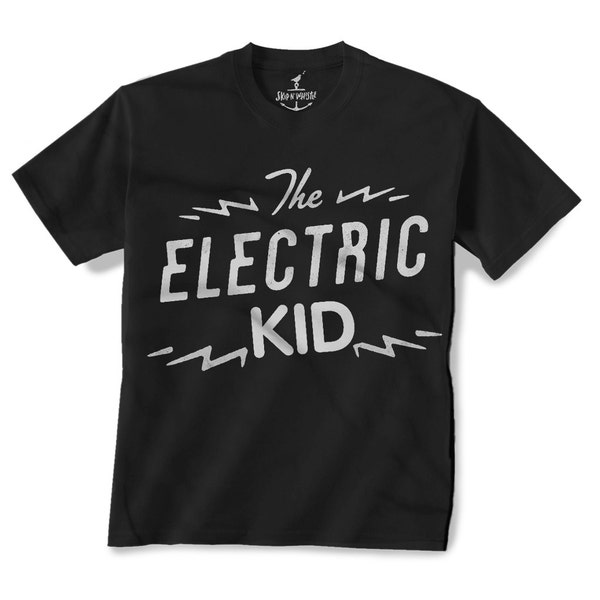ELECTRIC KID -- KIDS T shirt --lightning bolt (7 color choices) Size 2t, 3t, 4t, youth xs, yth sm, yth med, yth lg skip n whistle