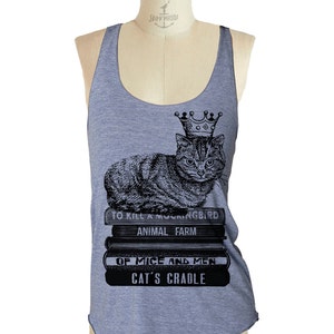 Cat King Grey Tank top --- Women's Racerback Tank Shirt Tri-Blend S M L Xl Xxl vintage soft athletic tank top ladies  yoga shirt