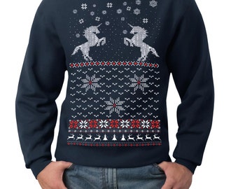 Ugly Christmas sweater -- Christmas Unicorn -- pullover sweatshirt -- s m l xl xxl xxxl