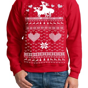 Ugly Christmas sweater Moose Love pullover sweatshirt s m l xl xxl xxxl image 1