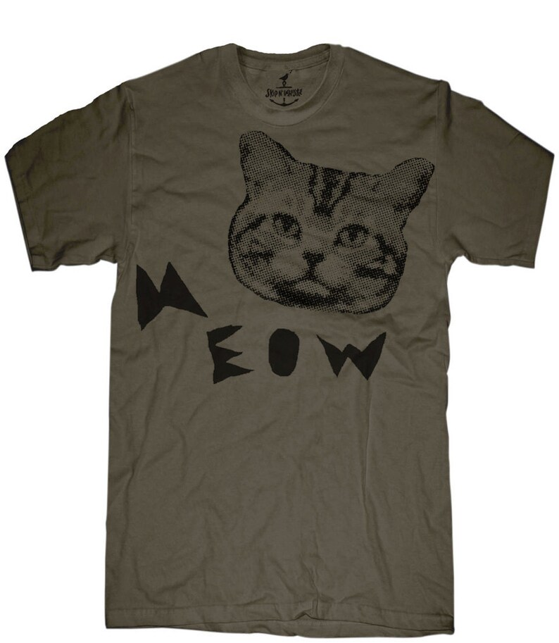 Mens unisex T-shirt Meow Cat sizes sm med lg xl xxl | Etsy