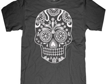 Mens Skull T shirt Day of the Dead t shirt