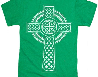 IRISH CELTIC CROSS T shirt homme -- Saint Patrick 17 mars --- tailles sm med lg xl xxl