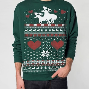 Ugly Christmas sweater Moose Love pullover sweatshirt s m l xl xxl xxxl image 2