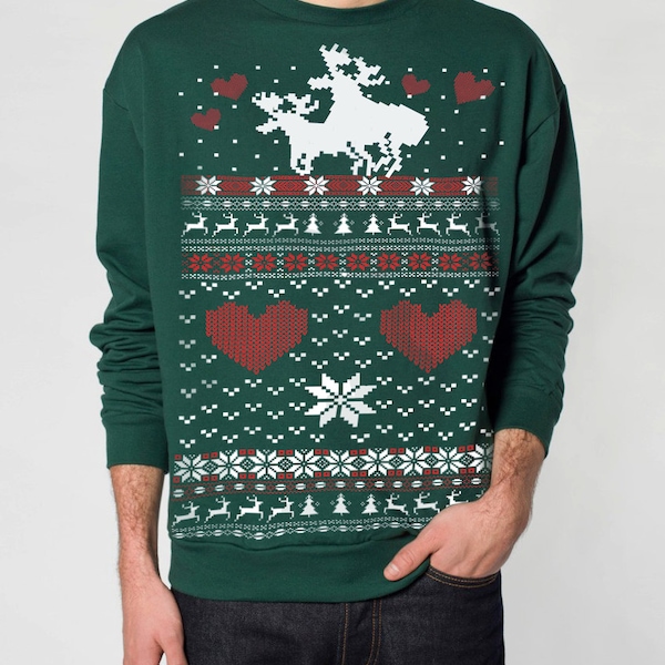 Maglione natalizio brutto -- Moose Love -- felpa pullover -- s m l xl xxl xxxl