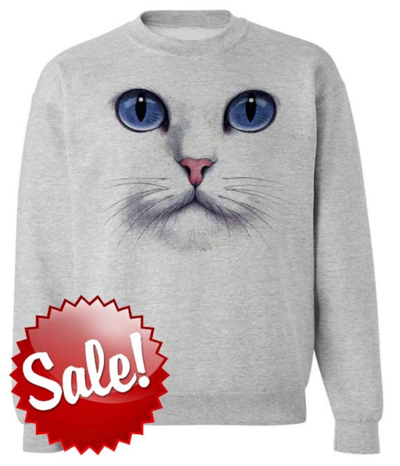 CAT FACE SWEATSHIRT Unisex Pullover Crew Neck S M L Xl Xxl - Etsy