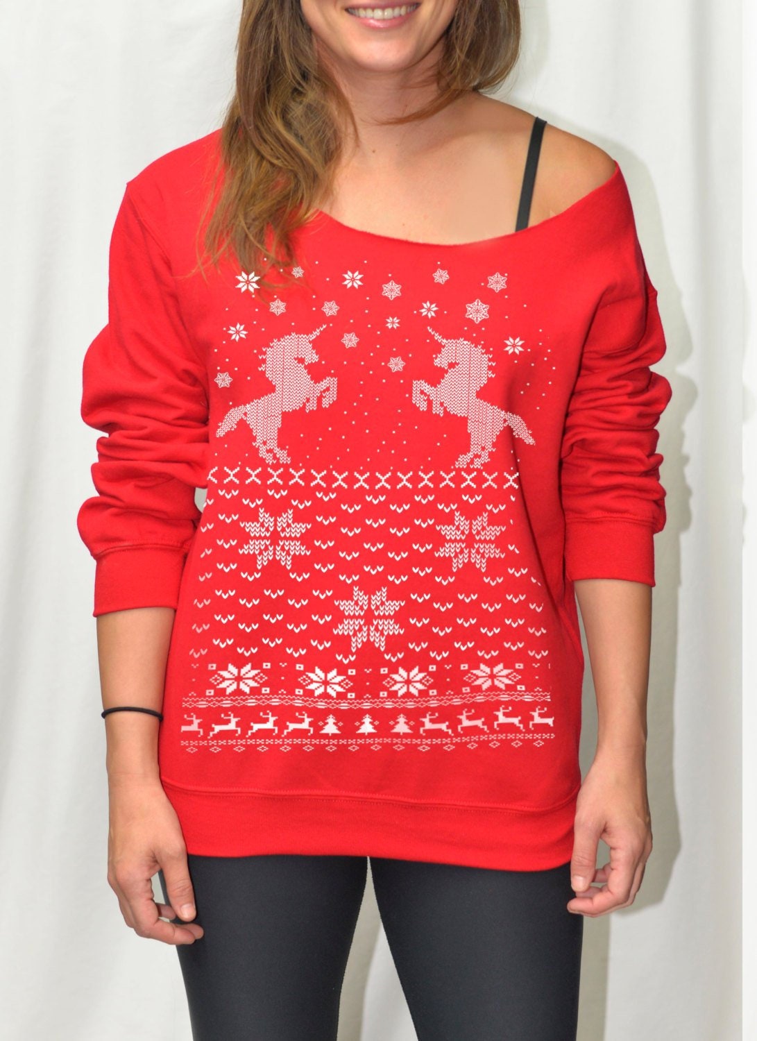 off the shoulder christmas sweatshirt