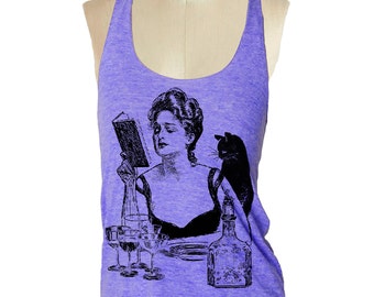 CAT Shoulder Tank Top shirt - American Apparel Tri-Blend Tank workout - 7 color options Available in sizes S, M, L skip n whistle