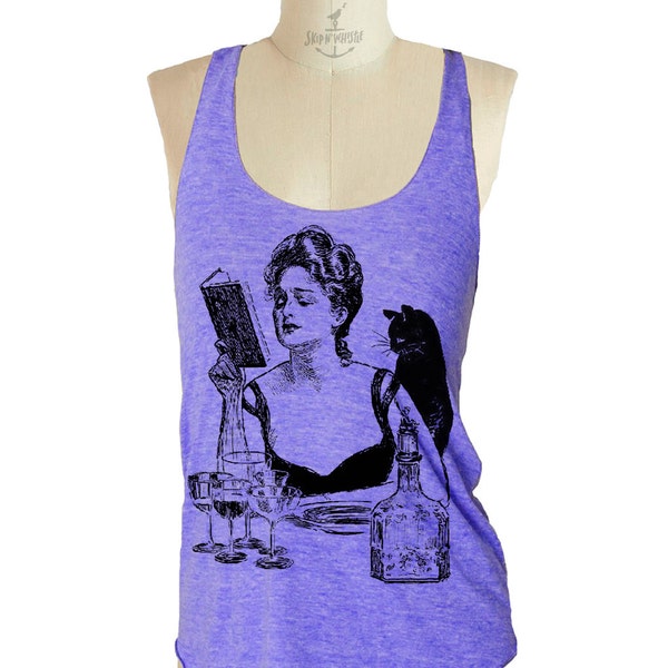 CAT Shoulder Tank Top shirt - American Apparel Tri-Blend Tank workout - 7 color options Available in sizes S, M, L skip n whistle