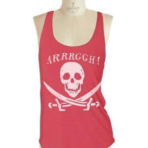 Pirate Skull Tank top --- women's racerback tank shirt Tri-Blend   S M L (8 Color Options)