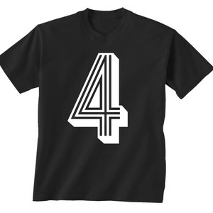 4th BIRTHDAY KIDS T shirt soccer number 4 Size 2t, 3t, 4t, youth xs, yth sm, yth med, yth lg 7 COLORS image 2