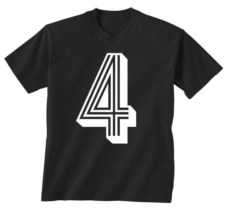 4th BIRTHDAY KIDS T shirt soccer number 4 Size 2t, 3t, 4t, youth xs, yth sm, yth med, yth lg 7 COLORS image 2