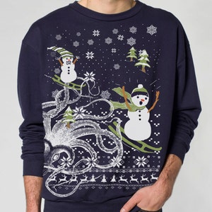 Ugly Christmas sweater -- Octopus Kraken Snowman -- pullover  sweatshirt -- s m l xl xxl Octopus sweater Octopus shirt Octopus sweatshirt