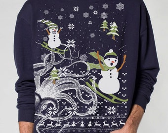 Ful jultröja -- Octopus Kraken Snögubbe -- tröjpullover -- s m l xl xxl Octopus-tröja Octopus-skjorta Octopus-tröja