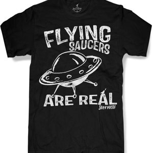 UFO FLYING SAUCERS Mens t shirt -- 8 color options -- sizes sm med lg xl xxl skip n whistle