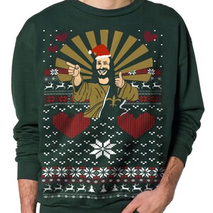 UGLY CHRISTMAS SWEATER Christmas Jumper Holiday Sweater Christmas Sweater Jesus Santa pullover sweatshirt s m l xl xxl image 2