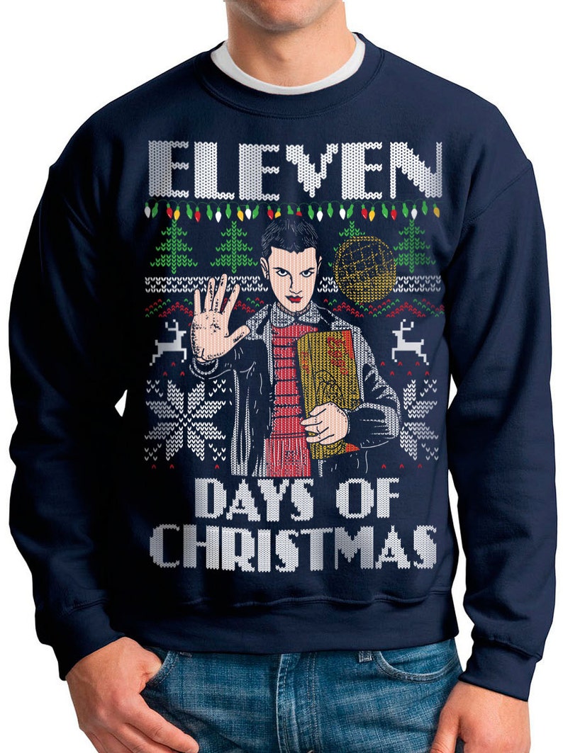 Ugly Christmas Sweater Stranger Things Eleven Days of Christmas Holiday Sweater Christmas Jumper Seven Christmas Sweater image 3