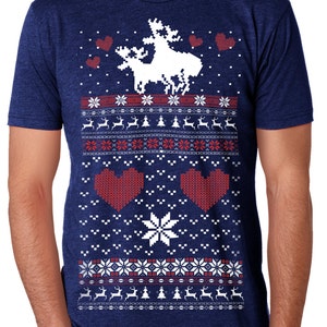 Ugly Christmas sweater t shirt Moose Love mens unisex sizes sm med lg xl xxl image 2