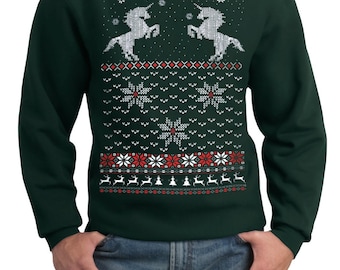 UGLY CHRISTMAS SWEATER -- Christmas Unicorn -- Unisex -- Clearance Sale -- pullover sweatshirt -- s m l xl xxl xxxl xxxxl xxxxxl