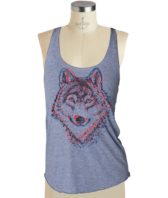 Urban Backwoods Canotta Donna Winter Wolf - T-Shirttop In Cotone, Stampa Lupo, Taglie S-XL