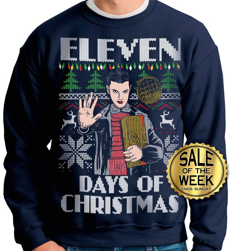 Ugly Christmas Sweater Stranger Things Eleven Days of Christmas Holiday Sweater Christmas Jumper Seven Christmas Sweater image 2