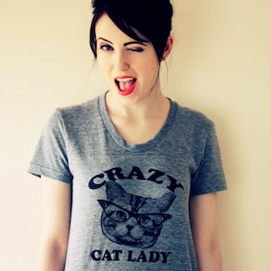 Koszulka damska CRAZY CAT – odzież w stylu amerykańskim S M L XL (5 kolorów)