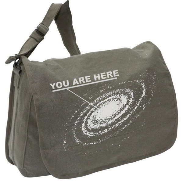 YOU ARE HERE Bag -- Canvas messenger bag -- large field bag -- adjustable strap skip n whistle