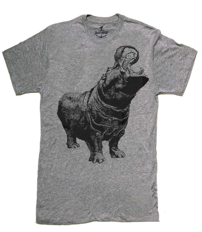 Mens unisex T-shirt Hungry Hippo sizes sm med lg xl xxl 3xl, 4xl, 5xl image 1