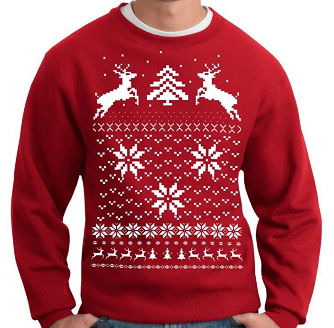 Ugly Christmas sweater Deer in the snow pullover Etsy