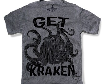 OCTOPUS GET KRAKEN -- Kids T shirt -- (multiple color choices) Size 2t, 3t, 4t, youth xs, yth sm, yth med, yth lg skip n whistle