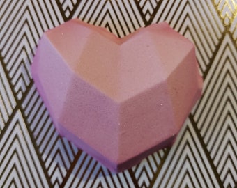 Geometric Heart Bath Bomb | Pink Bath Bomb | Heart Bath Bomb | Love Bath Bomb | Party Favor | Scented Bath Bomb | Self Care