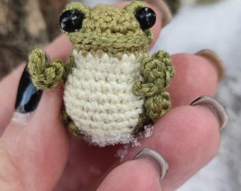 Adorabile bambola rana all'uncinetto - regalo perfetto per gli appassionati di rane e collezionisti di miniature