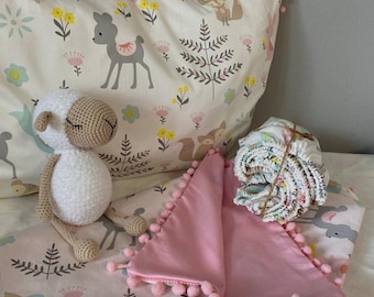 Forest animals kids bedding set, woodland animals cot bed, forest animals toddler set, animals cotton pillowcases,Kids bedding set Gift Kids