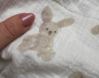 Tela con animales / Tela Muselina / Tela Muselina cortada a medida / Tela Natural Muselina Teddy / Doble Gasa / / Tela Muselina Infantil