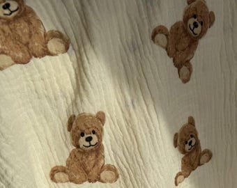 Doble Gasa cortada a medida para bebe / Tejido de Muselina cortado a medida / Tejido Natural Muselina Teddy / Doble Gasa 100% Algodón / Tejido de Muselina para bebe
