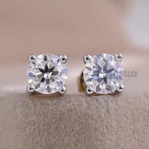Lab Grown Diamond Stud Earrings, 1 Carat Diamond Studs for Women, 14K Gold Stud Diamond Earring, IGI Certified, Lab Diamond Studs
