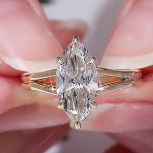 Marquise Lab Grown Diamond Engagement Ring 2 CT Marquise Cut Lab Grown Diamond Ring IGI Certified D Color VS1 Lab Diamond Promise Ring