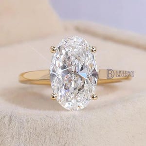 Oval Cut Lab Grown Diamond Engagement Ring, 3 Ct Solitaire Diamond Wedding Ring, Anniversary Proposal Ring for women, IGI Certified