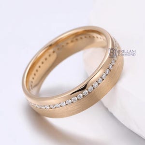 6MM Men's Round Colorless Lab Grown Diamond Eternity Band, Channel Set Band, Diamond Wedding Band, Stacking Band, Promise Ring for Men