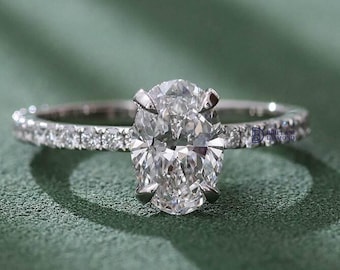 2.5 Carat Oval Lab Grown Diamond Engagement Ring: Hidden Halo, IGI Certified