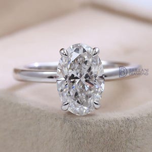 1.00 to 3.00 CT Oval Diamond Engagement Ring, IGI Certified Oval Cut Lab Grown Diamond Ring for Women Solitaire Diamond Wedding Ring