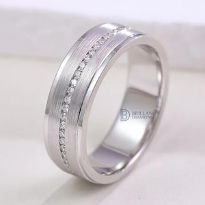 Men's Round Diamond Full Eternity Band, Channel Set Band, Lab Grown Diamond Wedding Band, Stacking Band Ring, Diamond Wedding Ring for Men