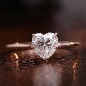 IGI Certified 1.5CT Heart Shaped Lab Grown Diamond Ring, Rose Gold Solitaire Engagement Ring, Heart Cut Diamond Ring for Women, Promise Ring
