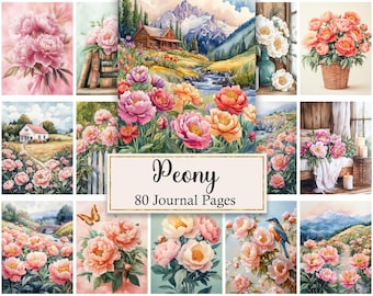 Peony Journal Pages, Flower Printable, Spring Floral Digital Paper