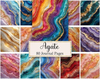 Agate Journal Pages, Marble Digital Paper, Abstract Background, Scrapbook Papers Printable