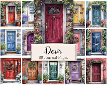 Door Journal Pages, Digital Paper, Scrapbook Papers Printable