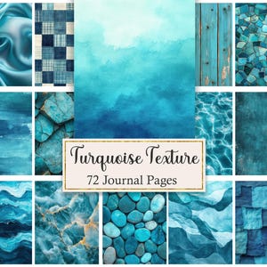 Turquoise Digital Paper, Journal Pages Background, Scrapbook Papers