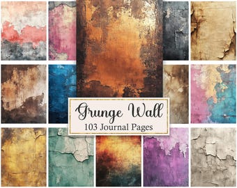Grunge Wall Digital Paper, Vintage Journal Pages, Scrapbook Background Printable