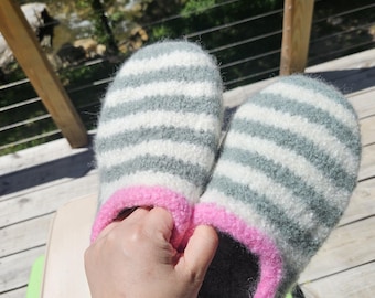 Hand knitted sailors slippers